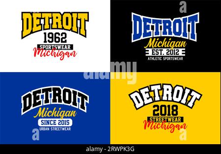 detroit, michigan, urbaner Stil, Vintage College für T-Shirt, Poster, Etiketten usw. Vektordesign Stock Vektor