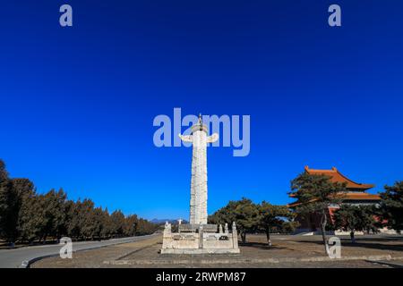 Ziersäule im östlichen Mausoleum der Qing-Dynastie, China Stockfoto