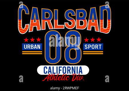 carlsbad Sport california Sportler, urbaner Stil, Vintage College für T-Shirt, Poster, Etiketten, etc. Vektor-Design Stock Vektor