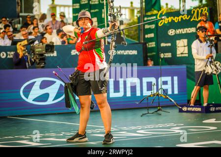 HERMOSILLO, MEXIKO - 9. SEPTEMBER: Alejandra Valencia de Mexico, beim Finale der Bogenschießen-Weltmeisterschaft 2023 am 10. September 2023 in Hermosillo, Mexiko. (Foto von Luis Gutierrez/Norte Photo) Stockfoto