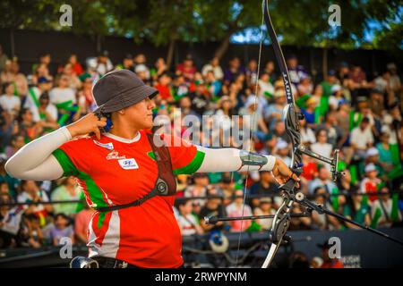 HERMOSILLO, MEXIKO - 9. SEPTEMBER: Alejandra Valencia de Mexico, beim Finale der Bogenschießen-Weltmeisterschaft 2023 am 10. September 2023 in Hermosillo, Mexiko. (Foto von Luis Gutierrez/Norte Photo) Stockfoto