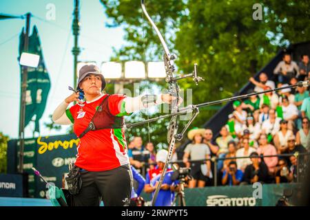 HERMOSILLO, MEXIKO - 9. SEPTEMBER: Alejandra Valencia de Mexico, beim Finale der Bogenschießen-Weltmeisterschaft 2023 am 10. September 2023 in Hermosillo, Mexiko. (Foto von Luis Gutierrez/Norte Photo) Stockfoto