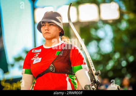 HERMOSILLO, MEXIKO - 9. SEPTEMBER: Alejandra Valencia de Mexico, beim Finale der Bogenschießen-Weltmeisterschaft 2023 am 10. September 2023 in Hermosillo, Mexiko. (Foto von Luis Gutierrez/Norte Photo) Stockfoto