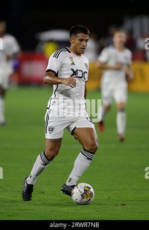 20. September 2023: Yamil Asad (22), Mittelfeldspieler von D.C. United, dribbelt den Ball während eines MLS-Fußballspiels zwischen dem D.C. United und dem Atlanta United FC auf dem Audi Field in Washington DC. Justin Cooper/CSM Stockfoto