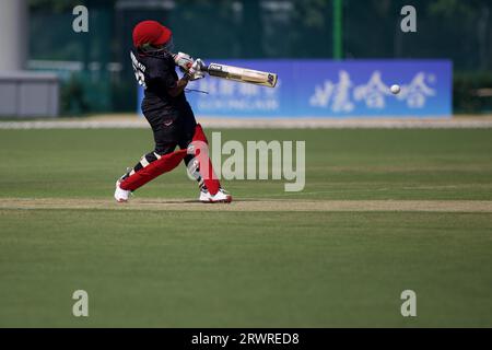 Das Cricket-Spiel der Hangzhou Asian Games beginnt am 19. September 2023 in Hangzhou City in der ostchinesischen Provinz Zhejiang. Stockfoto