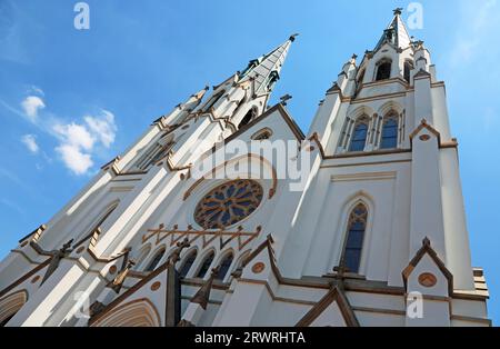 Zwei Türme des Heiligen Johannes des Babtisten - Savannah, Georgia Stockfoto