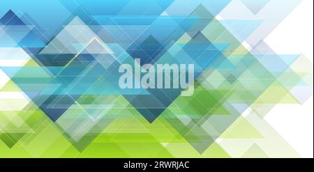 Grüne und blaue Dreiecke. Abstrakter geometrischer Hightech-Hintergrund. Futuristische moderne Low-Poly-Komposition. Vektorgrafik Stock Vektor