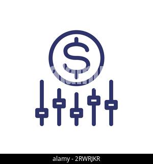 Symbol für dynamische Preisposition in weiß Stock Vektor