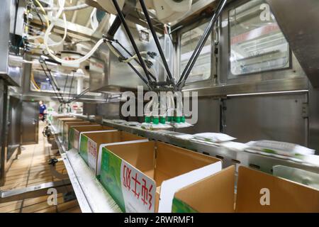 LUANNAN COUNTY, China - 23. Mai 2022: Automatische Produktionslinie von Mengniu Dairy Co., Ltd, Nordchina Stockfoto