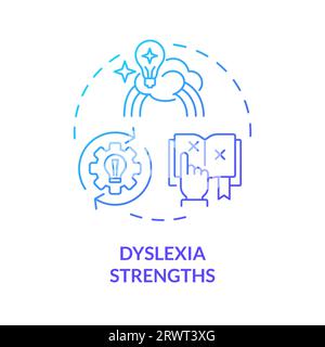 Gradient Blue Line Icon Dyslexia Strengths Concept Stock Vektor