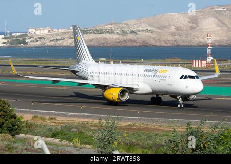 Gando, Aeropuerto de Gran Canaria, Airbus A320 de la aerolínea Vueling Stockfoto