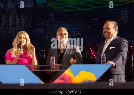 Barabara Schöneberger, George Clooney und Hagen Rickmann bei Europas führender Digitalisierungsinitiative DIGITAL X 2023 unter dem Motto „Be digital. Bleib menschlich im Mediapark. Köln, 20.09.2023 Stockfoto