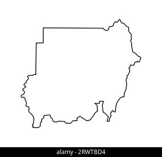 Vektor isolierte vereinfachte Illustration Symbol mit schwarzer Linie Silhouette der Sudan-Karte. Weißer Hintergrund. Stock Vektor