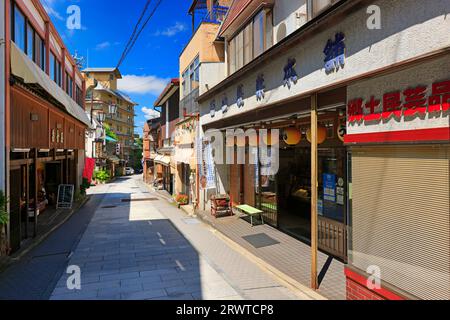 Das Thermalbad in der Nähe des Sasanoyu von Shibu Onsen Stockfoto