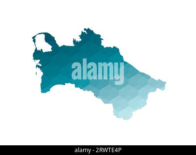 Vektor isolierte Illustration Symbol mit vereinfachter blauer Silhouette von Turkmenistan Karte. Polygonaler geometrischer Stil. Weißer Hintergrund. Stock Vektor