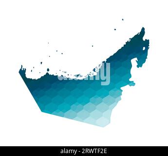 Vektor-isoliertes Illustrationssymbol mit vereinfachter blauer Silhouette der Karte der Vereinigten Arabischen Emirate (VAE). Polygonaler geometrischer Stil. Weißer Hintergrund Stock Vektor