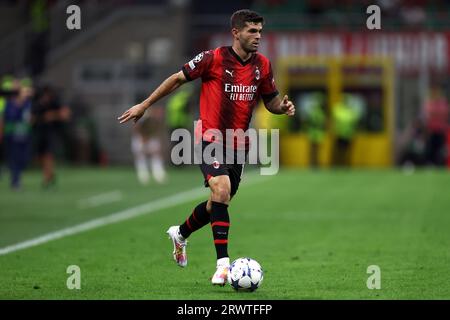 Christian Pulisic vom AC Mailand in Aktion während des UEFA Champions League-Fußballspiels zwischen AC Mailand und Newcastle United FC im Stadio Giuseppe Meazza am 19. September 2023 in Mailand. Stockfoto