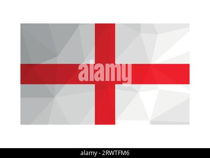 Vektorgrafik. Offizielles Fähnrich von England. Nationalflagge mit rotem Kreuz auf weißem Hintergrund. Kreatives Design im polygonalen Stil mit dreieckigem Design Stock Vektor