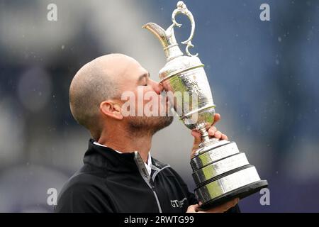 Aktenfoto vom 23.07.2023 von Brian Harman, der sechs Jahre lang keinen Sieg gekostet hatte, bevor er die Open Championship in Royal Liverpool besiegte, um seinen ersten Haupttitel mit sechs Schüssen zu gewinnen. Sein Debüt im Ryder Cup gab er in Rom, war aber sowohl 2005 als auch 2009 im Walker Cup Team. Bilddatum: Sonntag, 23. Juli 2023. Ausgabedatum: Donnerstag, 21. September 2023. Stockfoto