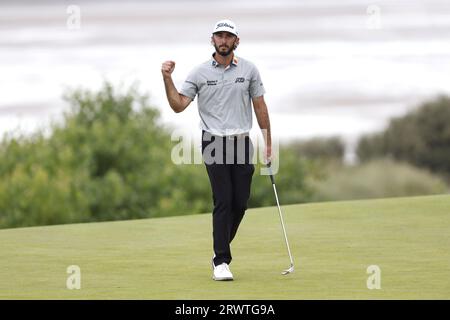 Dateifoto vom 22.07.2023 von Max Homa, der seinen sechsten PGA Tour-Titel in Torrey Pines im Januar gewann und im Juli ein erstes großes Top-10-Finish in der Open Championship aufzeichnete. Er ging in die letzte Qualifikationsrunde auf dem letzten automatischen Platz und beendete das fünfte Mal in einem Gleichstand, um seinen Platz zu sichern. Bilddatum: Samstag, 22. Juli 2023. Ausgabedatum: Donnerstag, 21. September 2023. Stockfoto