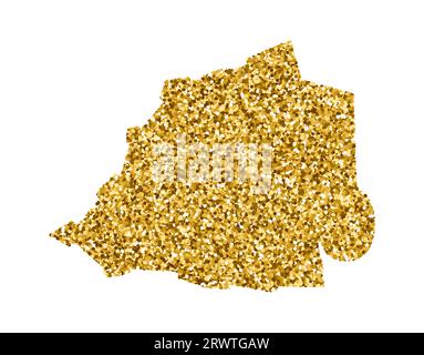 Vektor-isolierte Illustration mit vereinfachter Vatikankarte. Verziert mit glänzender goldener Glitzerstruktur. Weihnachtsdekoration und Neujahrsdekoration für gre Stock Vektor