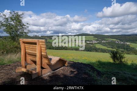 Panoramaaufnahme der Landschaft im Vulkan Eifel, Rheinland-Pfalz, Deutschland Stockfoto