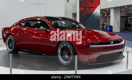 DETROIT, MI/USA - 13. SEPTEMBER 2023: A Dodge Charger Daytona SRT Banshee EV Concept Car, North American International Detroit Auto Show (NAIAS). Stockfoto