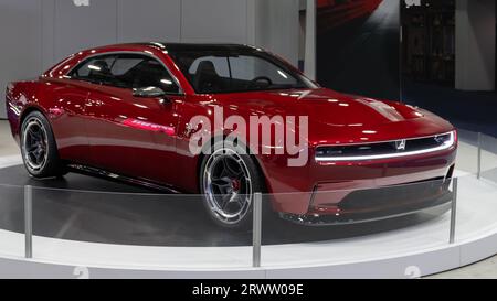 DETROIT, MI/USA - 14. SEPTEMBER 2023: A Dodge Charger Daytona SRT Concept Car, North American International Detroit Auto Show (NAIAS). Stockfoto