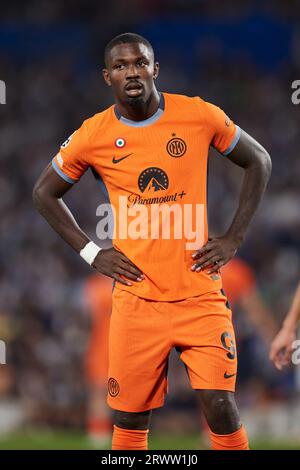 San Sebastian, Spanien.20.09.2023, Marcus Thuram vom FC Internazionale während des UEFA Champions League-Spiels zwischen Real Sociedad und FC Internazionale in der reale Arena am 20. September 2023 in San Sebastian, Spanien. Foto Ricardo Larreina / SpainDPPi / DPPI Stockfoto