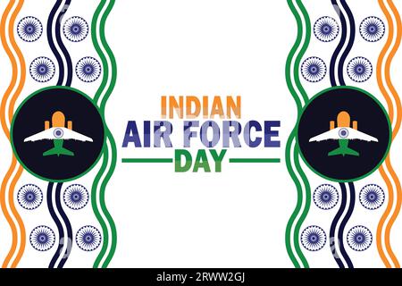 Hintergrund der Feierlichkeiten zum Indian Air Force Day. Vektorillustration. Geeignet für Grußkarten, Poster und Banner. Stock Vektor