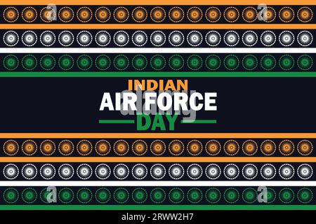 Hintergrund der Feierlichkeiten zum Indian Air Force Day. Urlaubskonzept. Vorlage für Hintergrund, Banner, Karte, Poster mit Textbeschriftung. Vektorillustration Stock Vektor