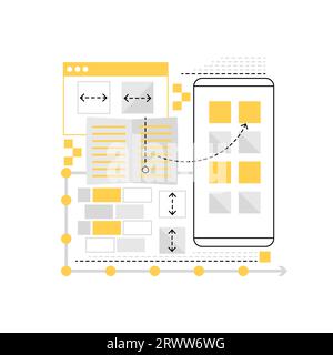 Digitale Innovation im Bildungswesen. Online-Lernen, Schulung zur Gerätevektorillustration Stock Vektor