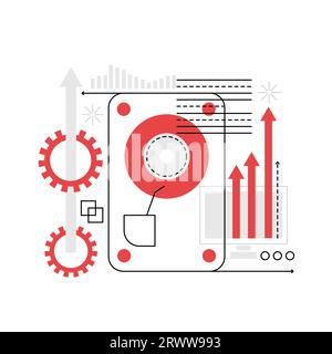 Computerfestplatte. Digitale Technologie, Speicherung von Vektorillustration für Datengeräte Stock Vektor