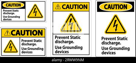 Warnschild Vermeiden Sie Statische Entladung, Verwenden Sie Erdungsgeräte Stock Vektor
