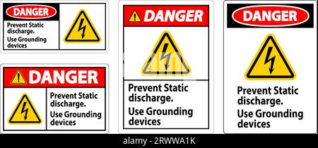 Gefahrenschild Vermeiden Sie Statische Entladung, Verwenden Sie Erdungsgeräte Stock Vektor