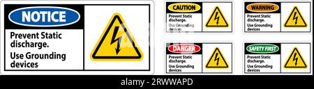 Warnschild Vermeiden Sie Statische Entladung, Verwenden Sie Erdungsgeräte Stock Vektor