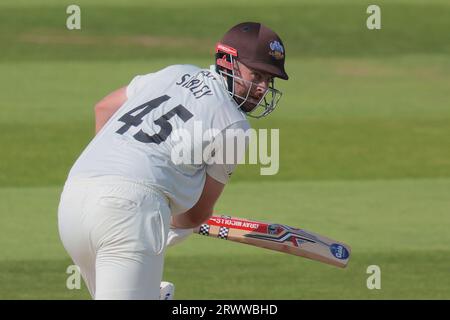 London, Großbritannien. September 2023. Surreys Dom Sibley schlägt gegen Northamptonshire in der County Championship im Kia Oval, Tag drei. Quelle: David Rowe/Alamy Live News Stockfoto