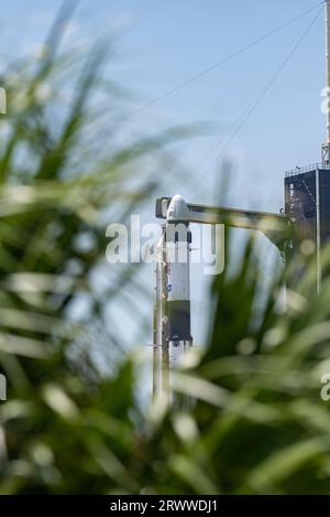 SpaceX Falcon 9 mit Crew Dragon Capsule Stockfoto