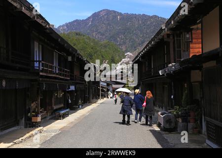 April - Tsumago Yado im Frühjahr Stockfoto