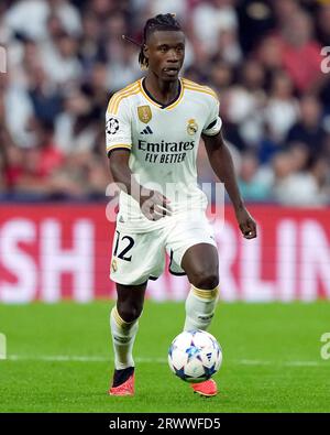 Madrid, Spanien. September 2023. Eduardo Camavinga von Real Madrid CF während des UEFA Champions League-Spiels der Gruppe C zwischen Real Madrid und Union Berlin spielte am 20. September 2023 im Santiago Bernabeu Stadion in Madrid, Spanien. (Foto: Cesar Cebolla/PRESSINPHOTO) Credit: PRESSINPHOTO SPORTS AGENCY/Alamy Live News Stockfoto