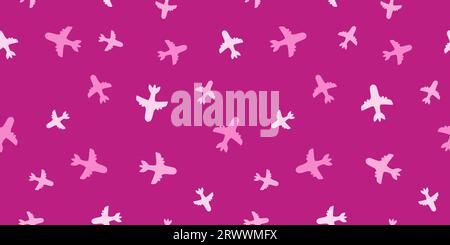 Nahtloses Muster für Flugzeuge. Niedliches, ebenes Oberflächenmuster für modischen Druck. Vektorstruktur. Rosa Farbe. Stock Vektor