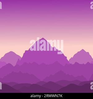 Sonnenaufgang in den Bergen. Vektorlandschaft. Schöne California Mountain Layers Vektor-Illustration. Stock Vektor