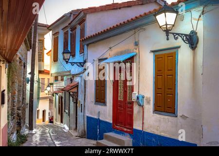 Blick auf Vathi, die Hauptstadt der Insel Samos, Griechenland. Stockfoto