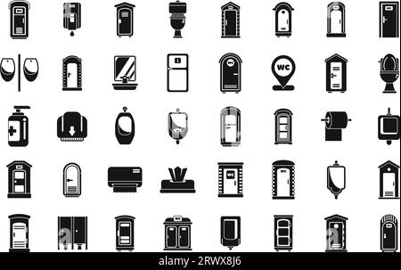 Symbole für öffentliche Toiletten legen einen einfachen Vektor fest. Toilettensitz. WC-Schüssel Stock Vektor