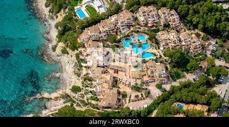 Luftblick, Club Monte de Oro, Wohnkomplex mit Schwimmbadlandschaft, Costa de la Calma, CalviaÃƒÆ’Ã¢â‚¬â„¢ÃƒÆ€ Ãƒâ’Ã†â€Ã¢â‚¬Â ÃƒÂ¢Ã¢â šÂ Stockfoto