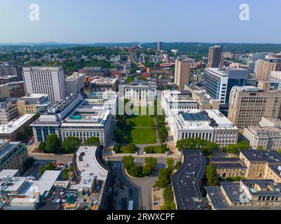 Gordon Hall der Harvard University aus der Vogelperspektive in der Harvard Medical School in Longwood Medical and Academic Area in Boston, Massachusetts, USA Stockfoto