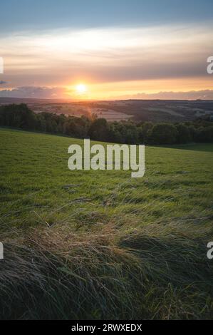 Sonnenuntergang vom Rand von Consett, County Durham. Fawcett Park, Consett. Stockfoto