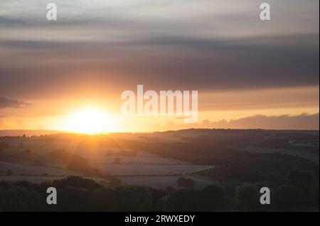 Sonnenuntergang vom Rand von Consett, County Durham. Fawcett Park, Consett. Stockfoto