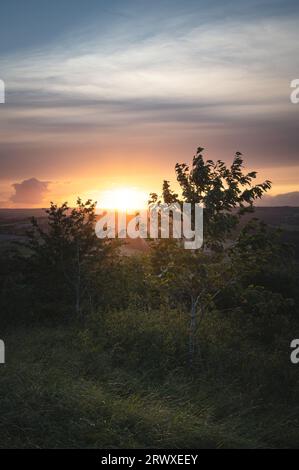 Sonnenuntergang vom Rand von Consett, County Durham. Fawcett Park, Consett. Stockfoto