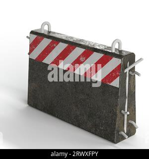 Ein 3D-Rendering einer Steinbarriere auf weißem Hintergrund Stockfoto